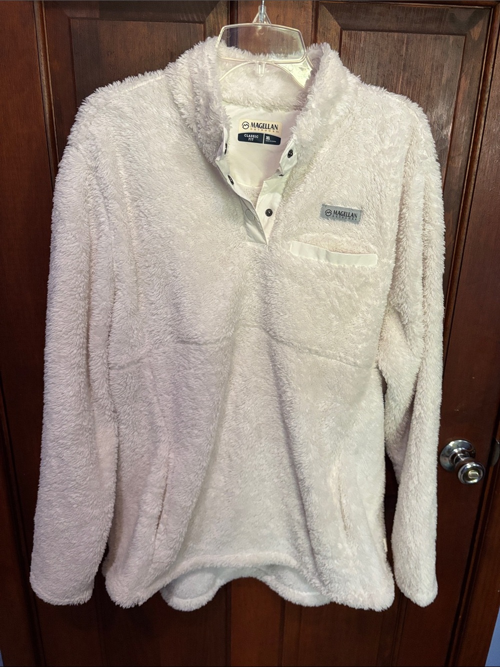 Magellan Outdoors Plush Sherpa Pullover Jacket in Ivory